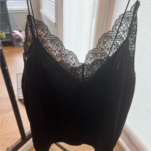 Black Lace Trim Cami Top